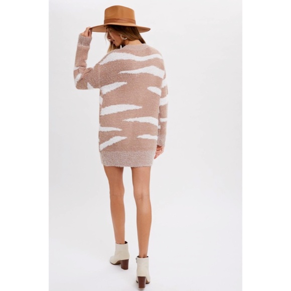 SOLD OUT Coco Fuzzy Zebra Tunic Pullover Knit Sweater Winter Fall Women's Casual - Picture 9 of 9